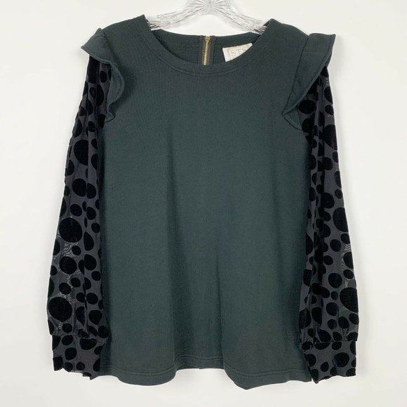 New! Sail to Sable Blk Sweater Ruffle Shoulders L - Picture 1 of 7